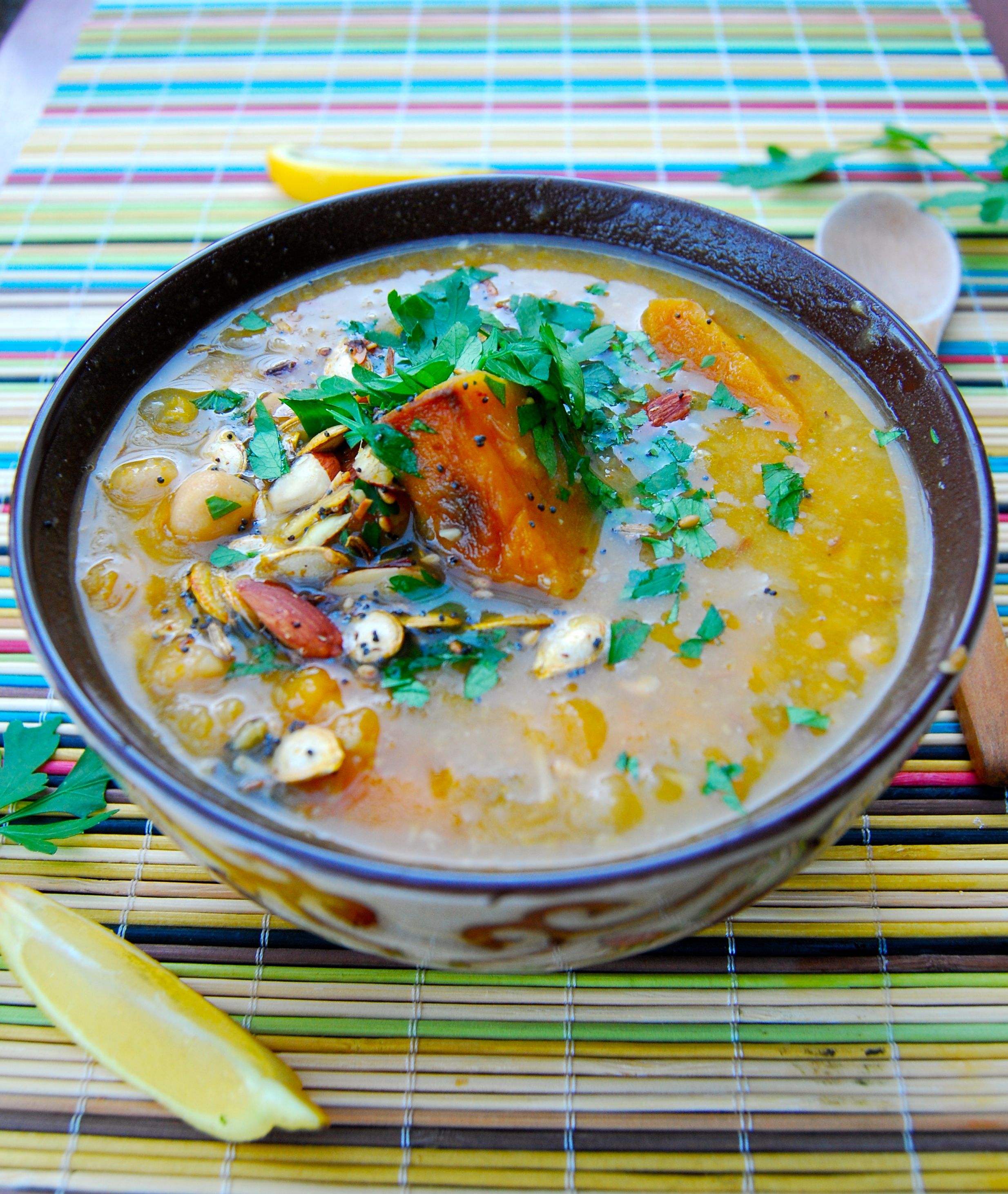 sopa africana de calabaza y garbanzos