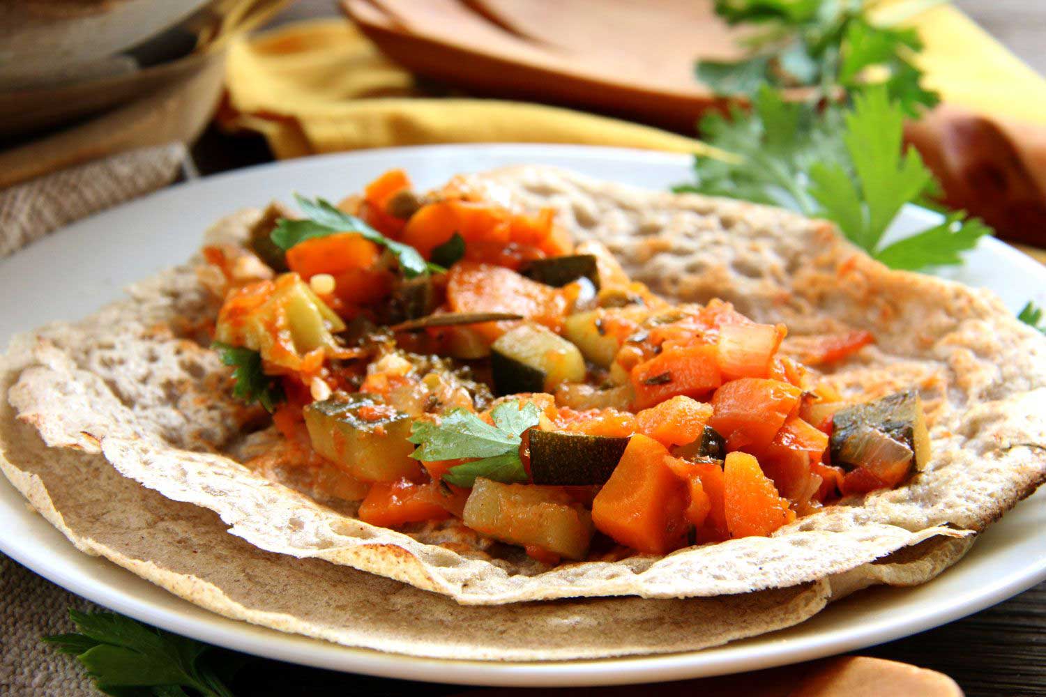 Crepes de trigo sarraceno con pisto