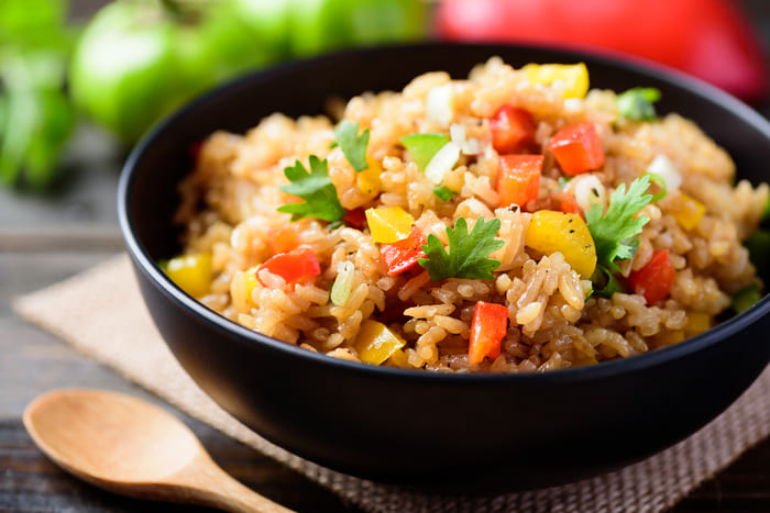 Arroz frito con verduras