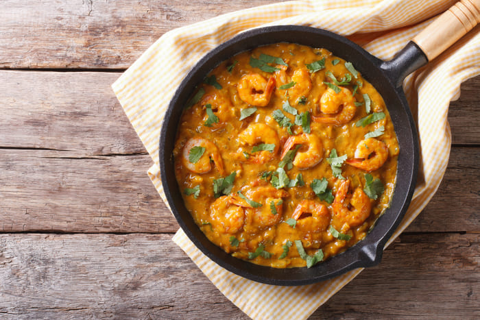 Receta de gambas con curry